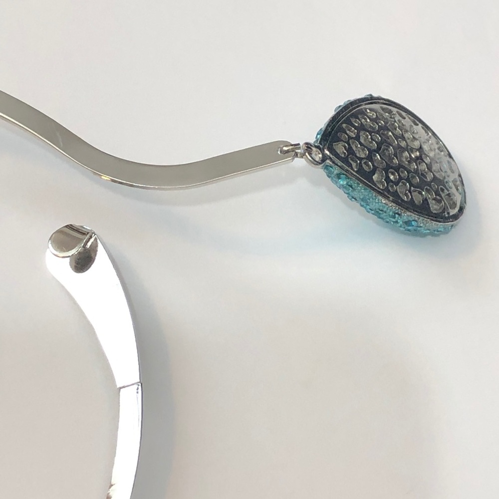 Aqua Blue Rhinestone Teardrop Choker Necklace - Picture 4 of 4